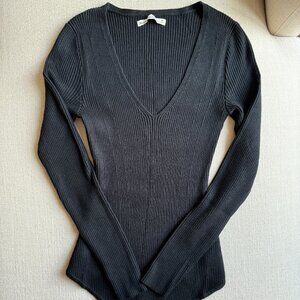 Abercrombie & Fitch V Neck Sweater Bodysuit - Black M